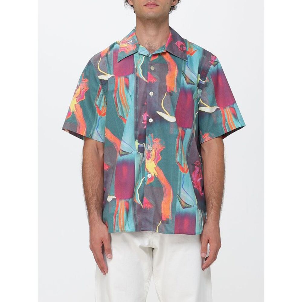 Paul Smith Men Paul Smith Short-Sleeved Organic Cotton Shirt With Cuban Collar